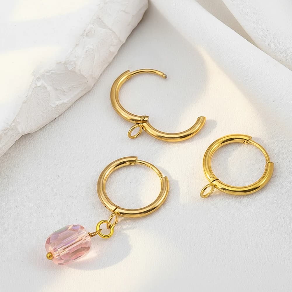 2 o 10 Pezzi Base per Orecchini in Acciaio Inossidabile con Gancio e Foro, Montature per Orecchini alla Francese da Donna per Creazione Gioielli Fai da Te