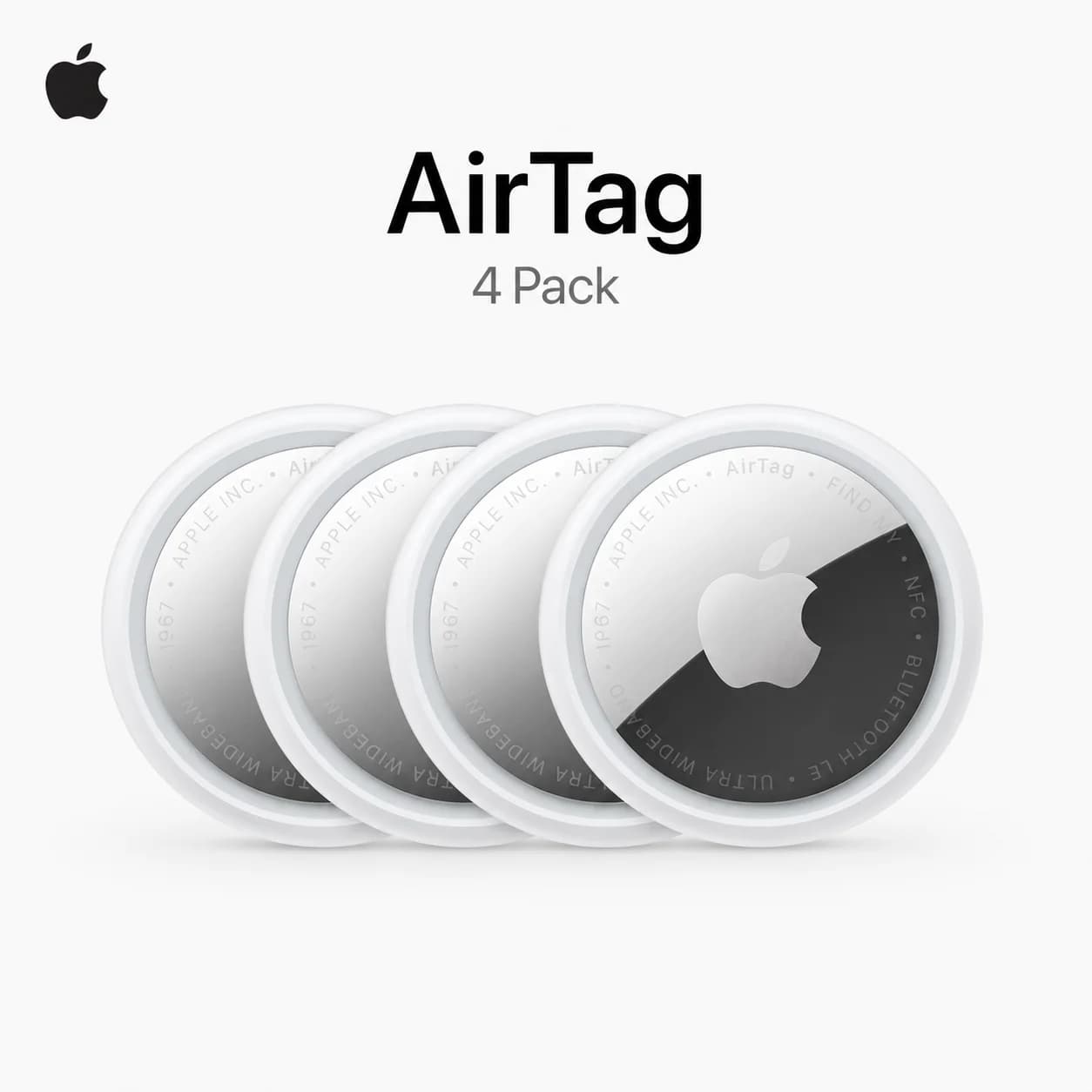 Apple AirTag 4 Pack Bluetooth Tracker for Keys Bags Luggage Wallets, Find My Compatible, Authorized Apple Reseller