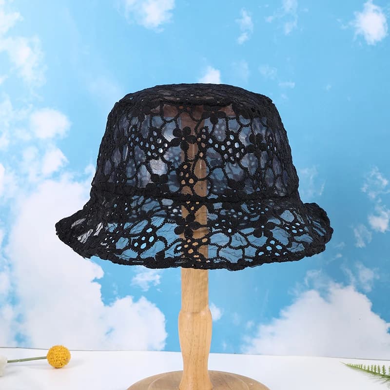Cappello da pescatore con fiore in pizzo a rete sottile, tendenza, moda, vento, traspirante, adatto per foto di gioco di foto di strada da donna