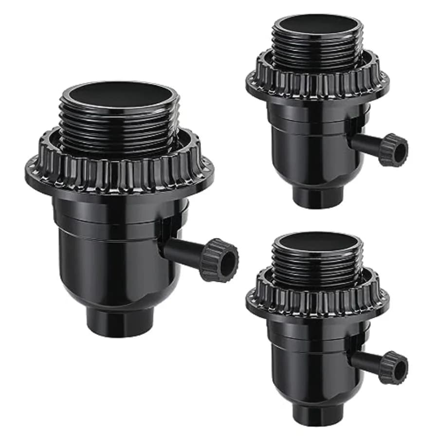UL Listed E26 Light Socket, Lamp Socket Replacement with ON/Off Switch Medium Base Lamp Parts with 2 Lamp Socket Ring, Light Bu