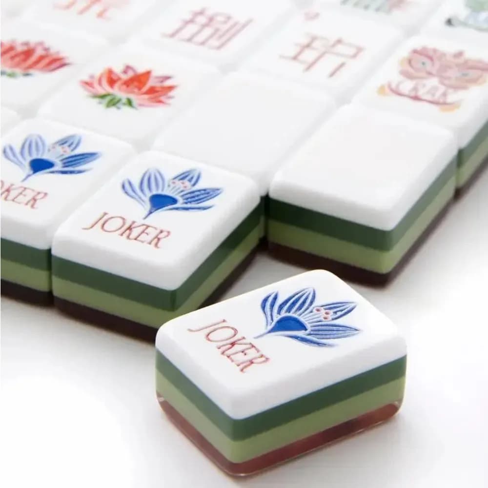 Set Mahjong Americano Portatile da 160 Pezzi, Tessere in Acrilico Effetto Legno a 4 Strati per Giochi Familiari