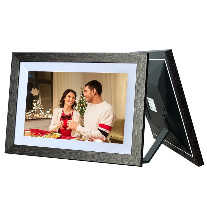 10.1 Inch HD IPS Wood Digital Photo Picture Frame Auto-Rotate Playback Auto-Add Photos Touch Screen MP3 AVI WiFi Electronic LED