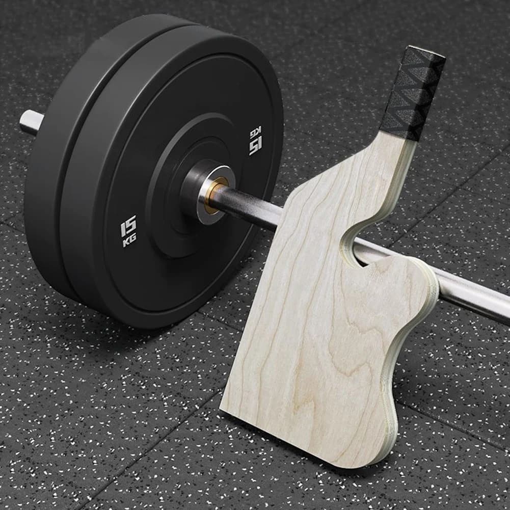 Wooden barbell lifter with anti-slip handle, plate and barbell lifting equipment, fitness equipment for weight lifting