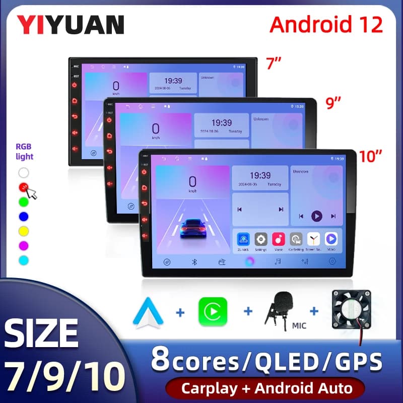 7 "/9"/10 "Android12 2Din QLED IPS Autoradio Autoradio 2 Din Stereo Universale WIFI GPS Lettore Multimediale Per Nissan Toyota Kia VW