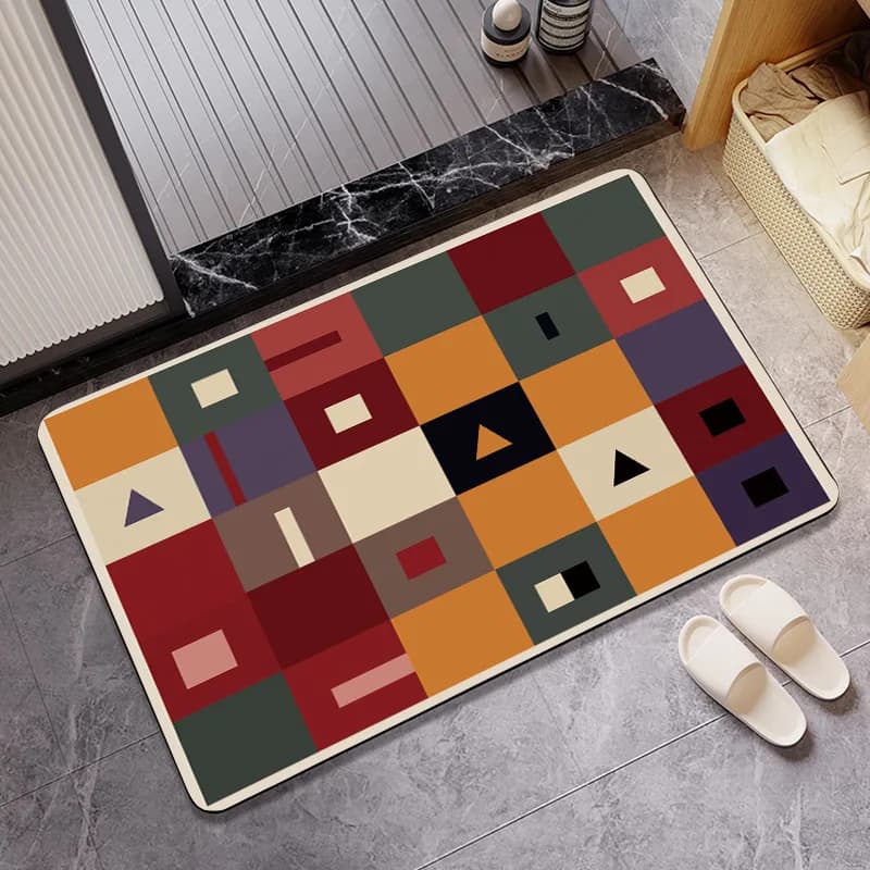 Tappetino da bagno colorato patchwork in diatomee Tappeto assorbente ad asciugatura rapida per ingresso bagno WC Facile da pulire