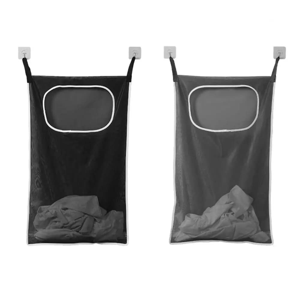 Wall Mounted Hanging Storage Bag Fabric Foldable Hanging Laundry Basket Hanging Lightweight Clothes Storage Bag