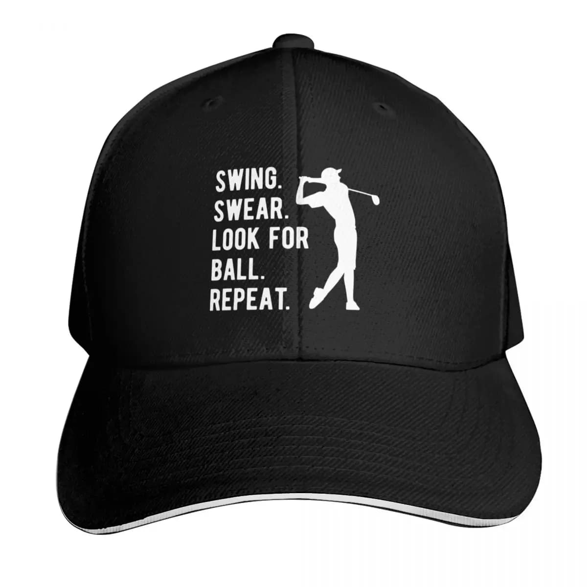 swing swear look for ball repeat golf Baseball Cap Moisture Wicking Quick Dry Curved Brim Classic Fit Low Profile Unstructured