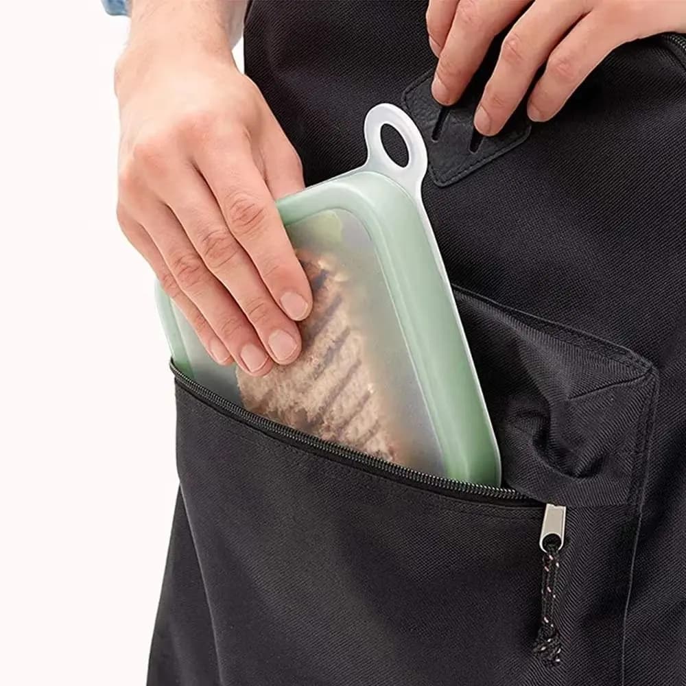 Contenitore Portatile in Silicone per Sandwich, Scatola Pranzo Isolata Morbida Sigillata, Contenitore Pieghevole Antiperdita per Panini, Uso Scolastico
