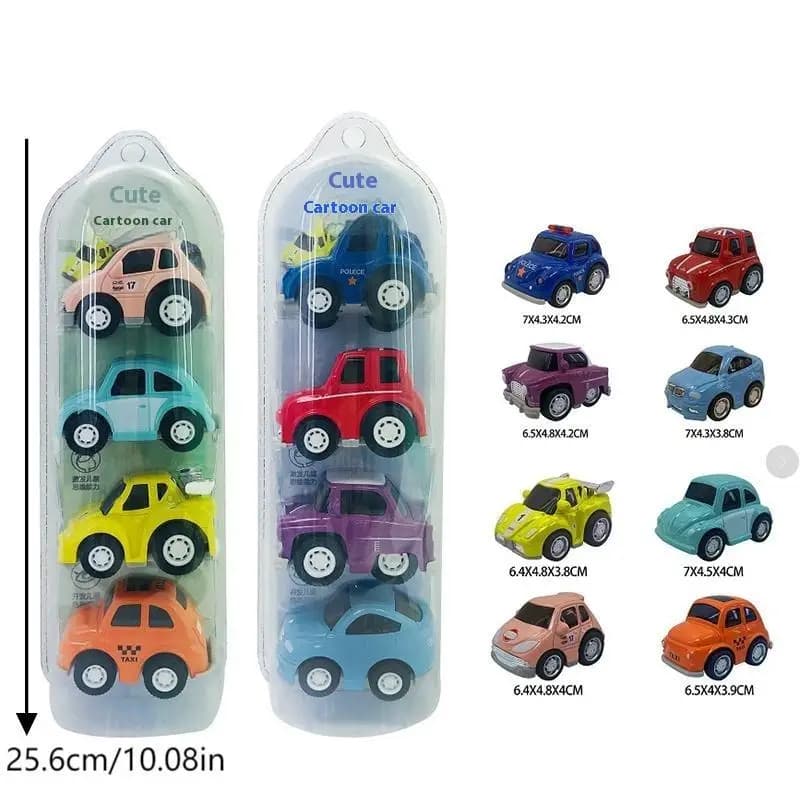 4 Pz/Pack Casual Mini Plastic Pull Back Vehicles Car Toys For Boys Inertia Vehicle Car Toy For Kids Birthday Gifts