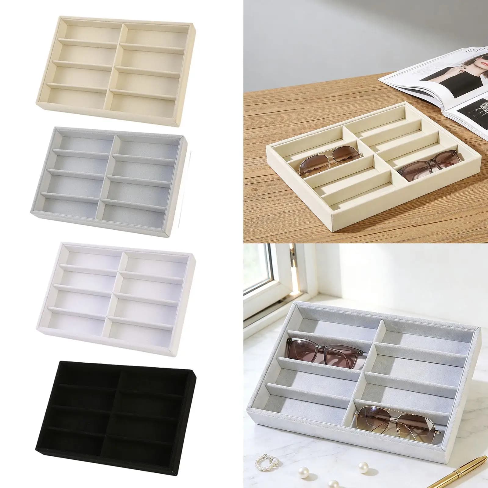 8 Grid Multiple Pairs Jewelry Collection Display Box, Multifunctional Dustproof Eyeglass Storage Case