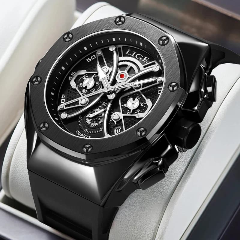 LIGE New Fashion Mens orologi Top Brand Luxury Military Quartz Watch Men Business Silicone impermeabile Sport Chronograph Watch