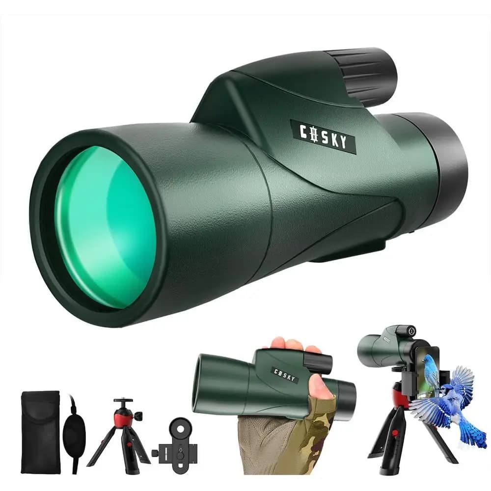 Monoculare compatto HD 12x55 con prisma BAK4 e obiettivo FMC, pronto per smartphone per uccelli, caccia, escursioni e viaggi