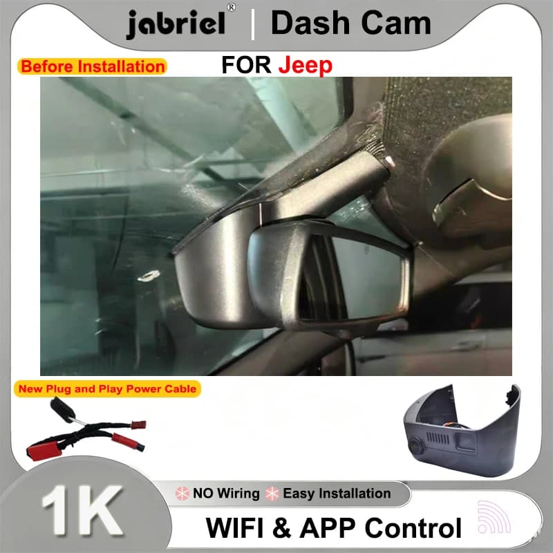 1K Plug and Play Wifi Dash Cam for Jeep Cherokee 2013 2014 2015 2016 2017 2018 2019 2020 2021 for Jeep Dodge for Jeep Chrysler