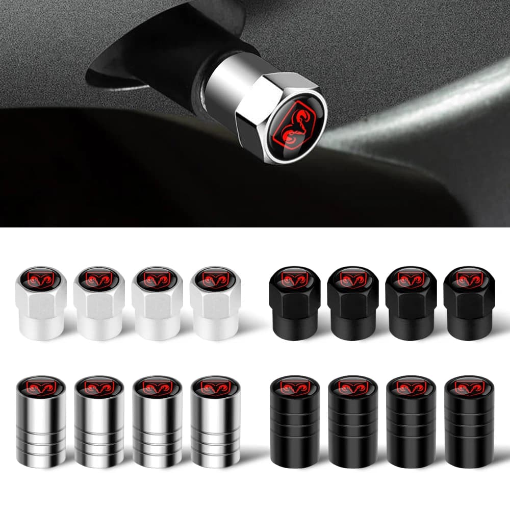4Pcs Car Styling Wheel Tire Valve Cap Stem Cover Auto Accessories For Dodge Durango Charger Challenger Avenger Nitro Journey Ram