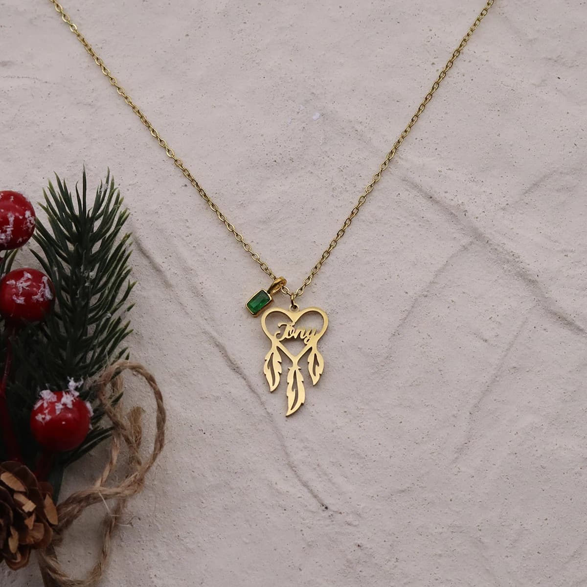 Custom Engraved Name Heart Dreamcatcher Necklace Stainless Steel Custom Letter Bohemian Pendant Fashion Jewelry Accessory