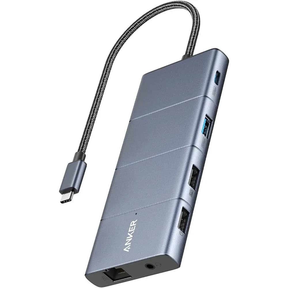 Docking station USB-C 11 in 1 con supporto doppio monitor, porte 10 Gbps, PD 85 W, Ethernet per laptop