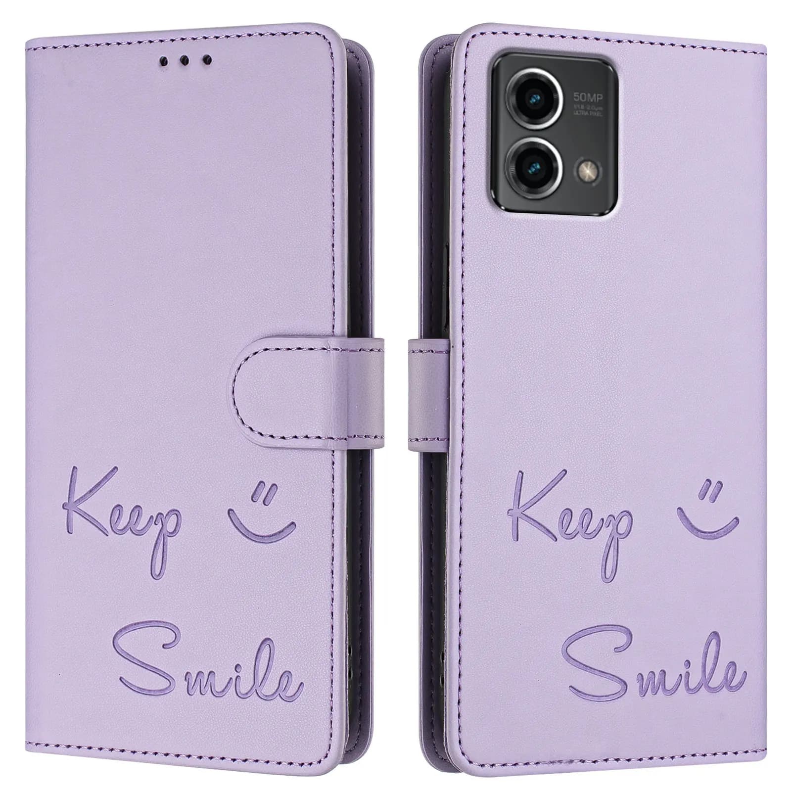 Custodia a Portafoglio Classica in Pelle con Sorridente Design per Motorola G Power 2021-2024 e G Play 2021-2025, con Slot per Carte e Protezione