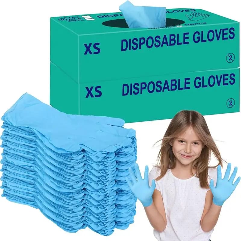 Guanti monouso in nitrile per bambini 6-14 anni Guanti per pulizia per bambini per creare dipinti, giocare a cucinare senza lattice e polvere