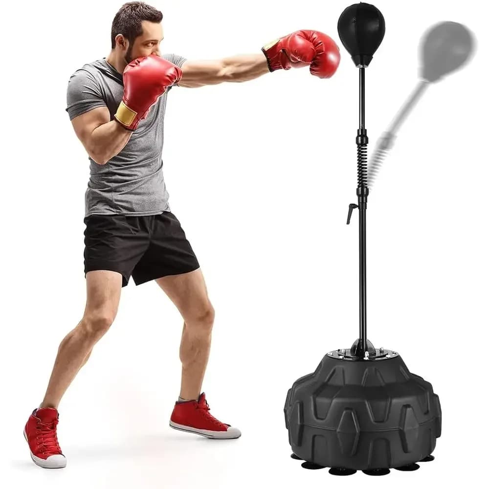 Sacco da Boxe Regolabile in Altezza con Supporto per Allenamento di Pugilato e Kickboxing