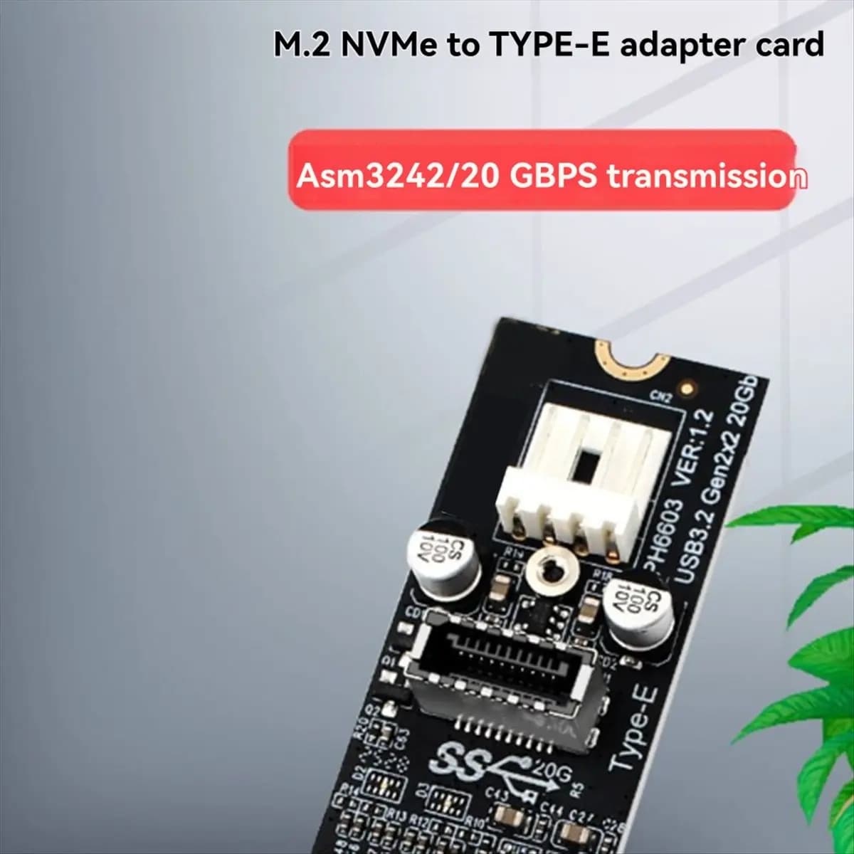 PH6603 M.2 MKEY PCIe a USB frontale 3.2 20Gb M.2 NVME a scheda di espansione TYPE-E Hub Riser per PC