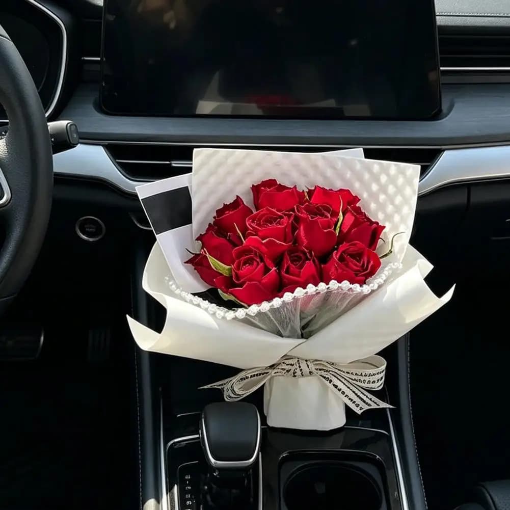 Profumatore per Auto a Lunga Durata, Decorazione per Auto Non Ostruttiva, Deodorante Compatto per Bocchette d'Aria con Fiori Artificiali Profumati alle Rose