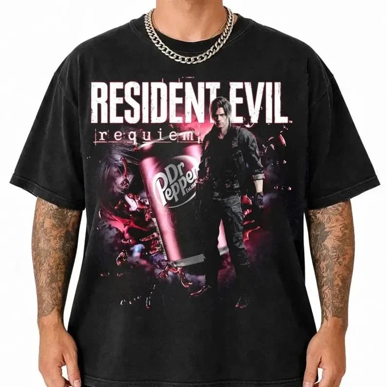 T-shirt in cotone 100% con grafica Resident Evil Dr.P Collaboration, per uomo, donna e bambino, top streetwear estivo