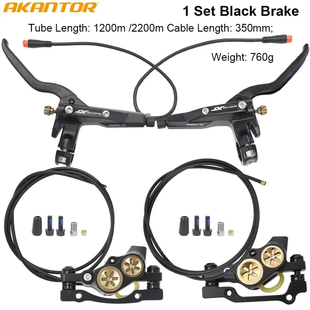 AKANTOR XT Hydraulic Disc Brake Set Bike Accessories Bike Parts MTB 4-Piston Caliper, Magnetic Power-off 85% Braking Boost