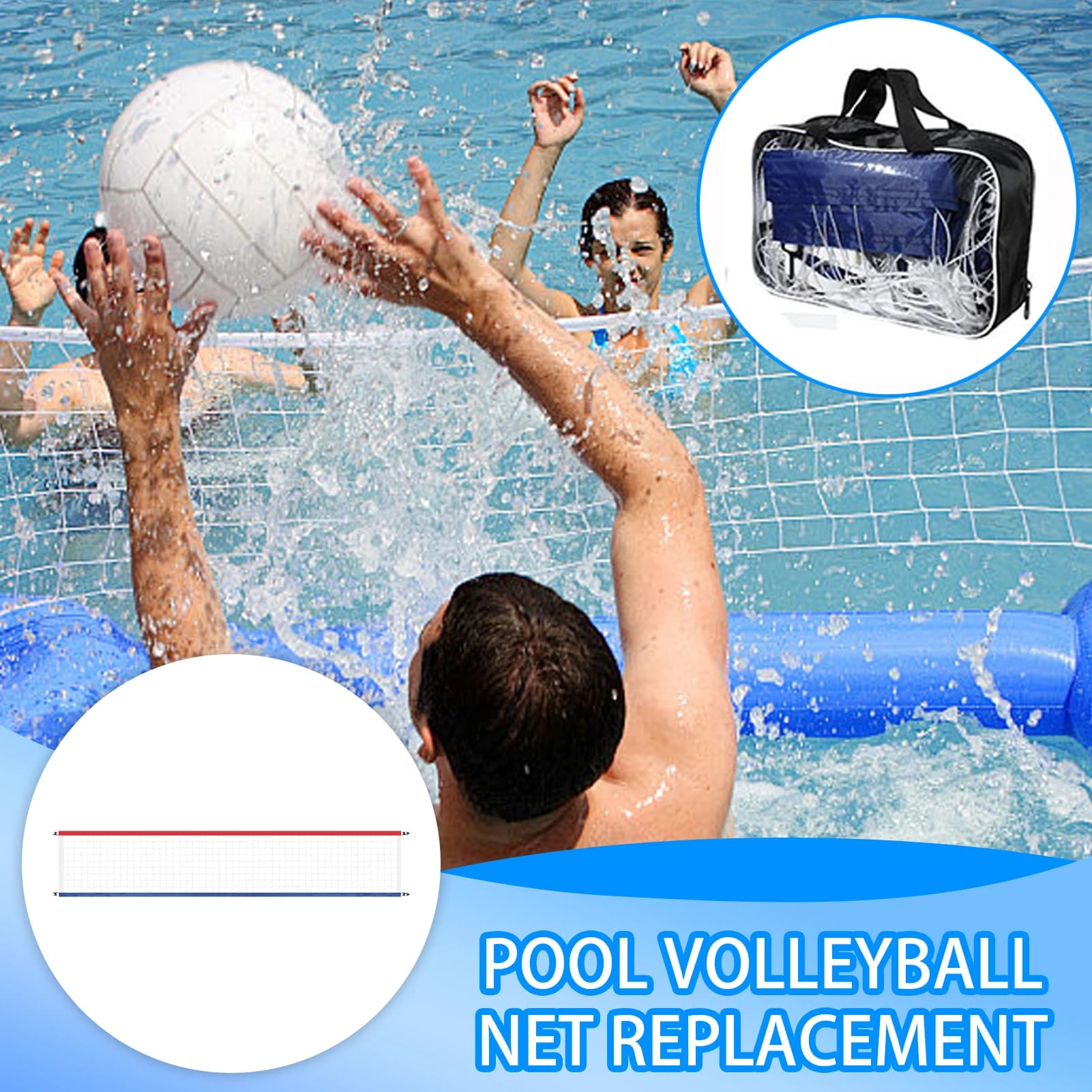 15*3FT Foldable Training Network with Transport Bag Portable Volleyball Net for Adjustable Pool for Summer Party
