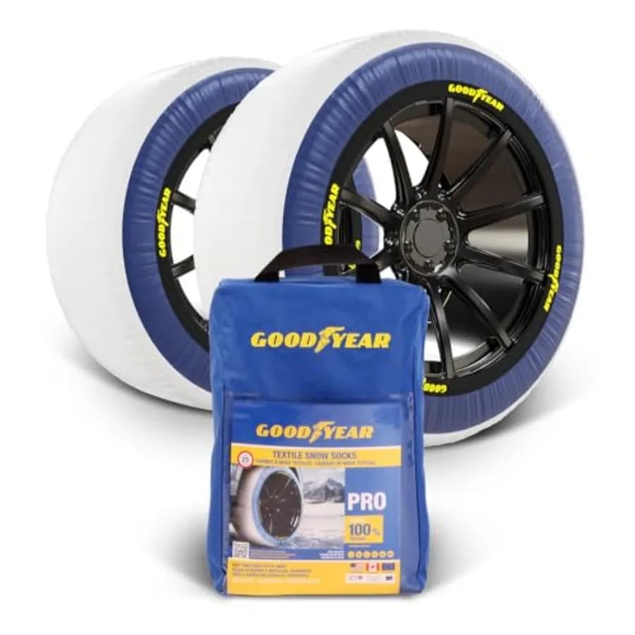 Pro Snow Socks for Tires: Textile Chain Replacement for Snow Ice Traction, Easy Install Emergency Winter Safety Solution, Multi