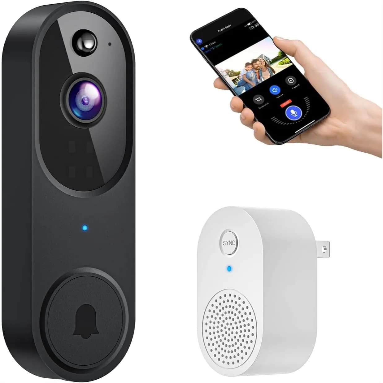 Campanello Video Intelligente con Rilevamento Umano AI, Visione Notturna, Audio Bidirezionale, Wireless a Batteria per Sicurezza Domestica