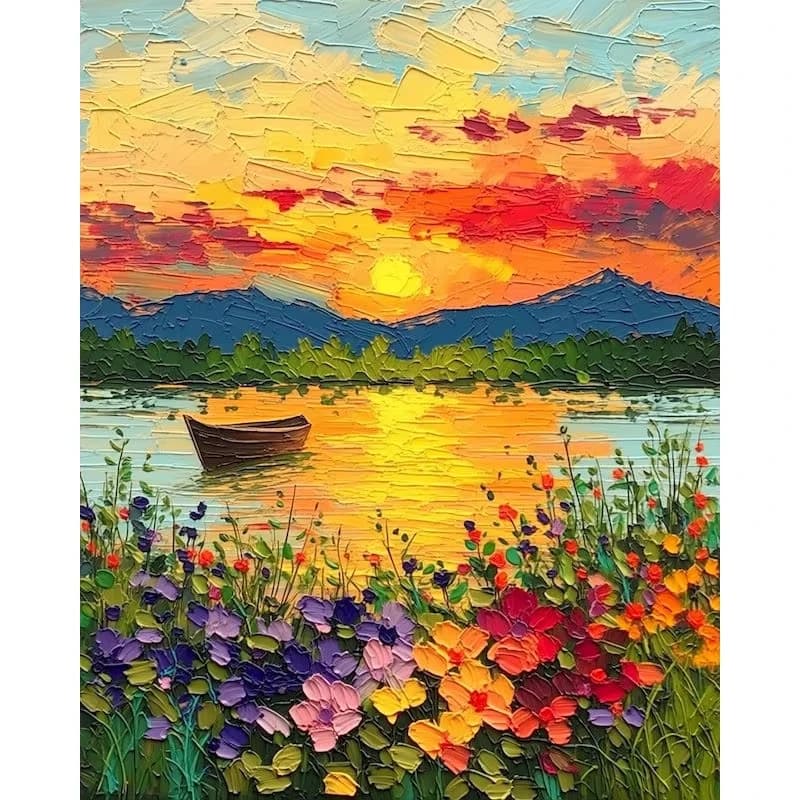 Sunset Painting By Numbers Home Decor Gift Paintings on Number Scenery Easy Paint Acrylic Paints Paint Kit for Beginner Unframed