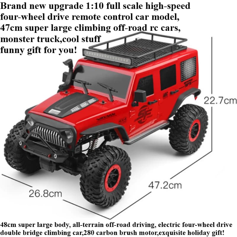 Cool Stuff Toy Car Fun Gift: 10 Full Scale RC 4WD Cars, 48cm Offroad RC Trucks, Remote Controlled Cars, Monster Trucks, Kids Toys