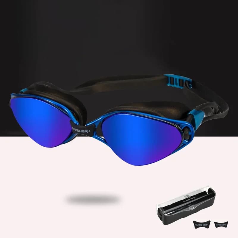 QUESHARK Adults Teenagers HD Anti-Fog UV Protection Swimwear Water sports Diving Waterproof swim glasses with portable box