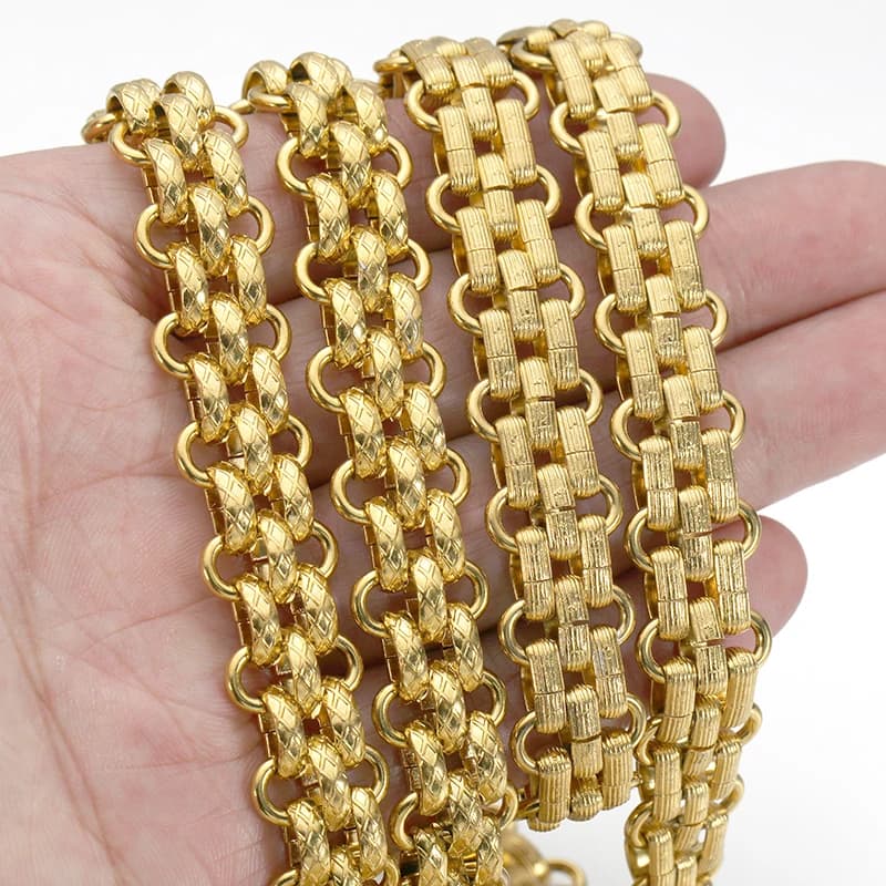 1 metro di colore oro in acciaio inossidabile in rilievo pesante punk collane catena risultati di gioielli fai da te creazione di catene di braccialetti hip-hop
