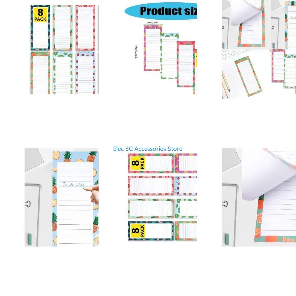 Y51A 8 Pcs Notepads for Refrigerator Grocery List Magnet Pad Writing Pad Sticky Note