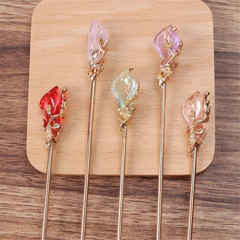 1pc moda cinese tradizionale in lega di metallo bastone per capelli fiore vintage fermagli per capelli per le donne accessori per gioielli per capelli regali