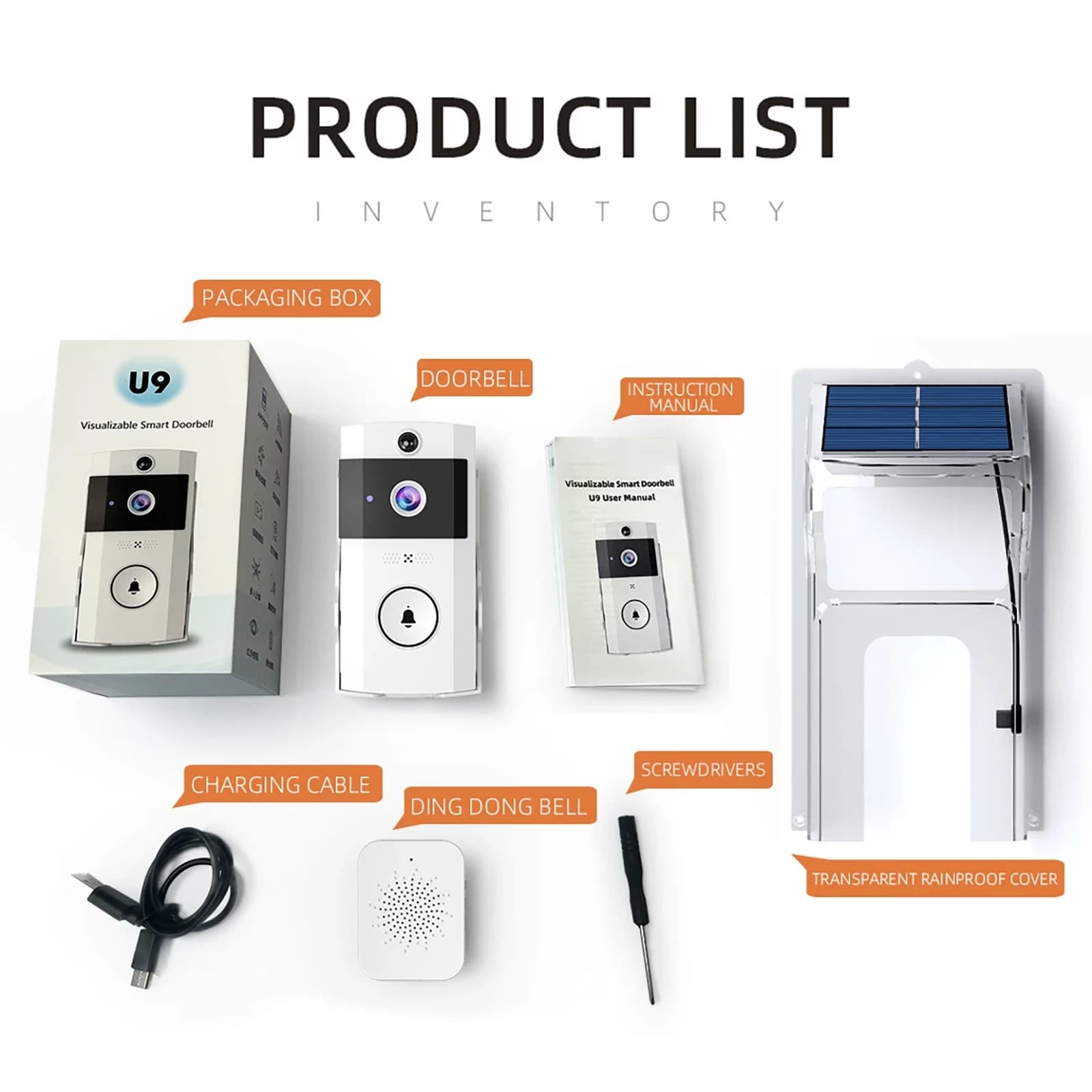 Campanelli wireless con fotocamera con copertura solare Videocitofono intelligente ad alta definizione Campanello video citofono Smart Home impermeabile