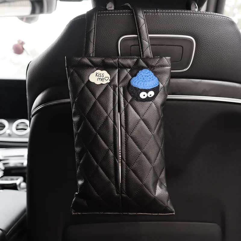 Cute Cartoon Cloud Doll Car Tissue Box Seat poggiatesta Leather Paper Tower Holder Auto Interior Organizer Styling accessori per Auto