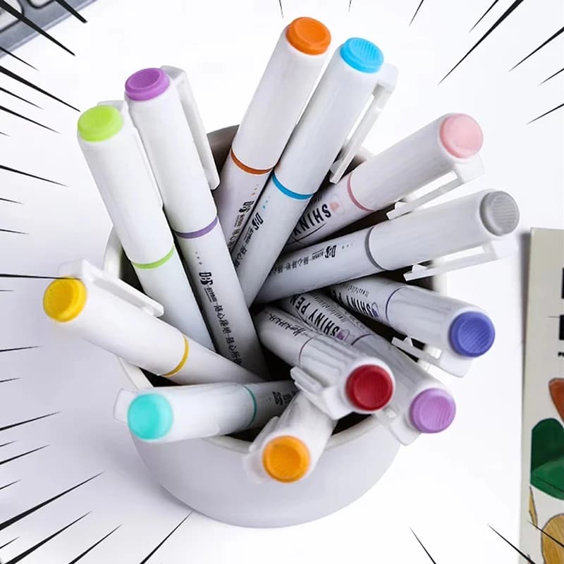 4pcs Glitter Highlighters Pen With Adjustable Line Width Quick-Dry Smudge-Proof Ink Sparkling Notes Planners Art School Supplies