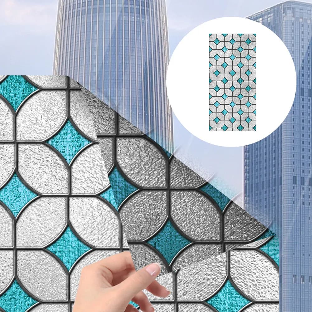 Decorative Window Film PVC Static Glass Sticker Green Curtains Waterproof Practical Trim Size Shape Easy Stick Smooth Glass