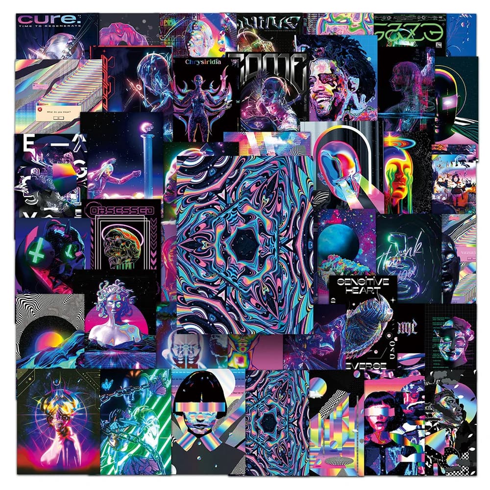 10/30/50 pcs Vaporwave Punk Art Graffiti stickers cosmetic Cool decals waterproof DIY Laptop phone luggage helmet bike toy for kids