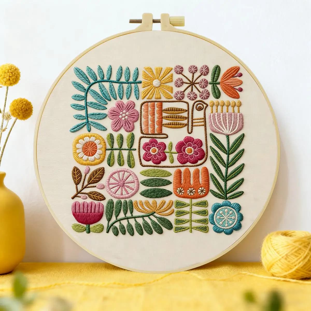 1pc 20X20CM/15X15CM 7.87/6.3inch Leaves Embroidery Starter Kit DIY Kit DIY Embroidery Kit Manualidades Set for Beginner