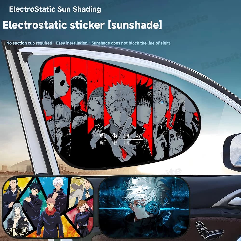 Jujutsu Kaisen Anime Classic Vintage Car Sunshade Front Sunscreen Heat Insulation Cooling Aluminum Summer Car With