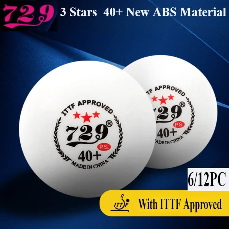 729 6/12PCS Palline da ping pong 3-Star 40+ Cucito Nuovo materiale ABS Palline da ping pong durevoli per la competizione WTT con approvato ITTF