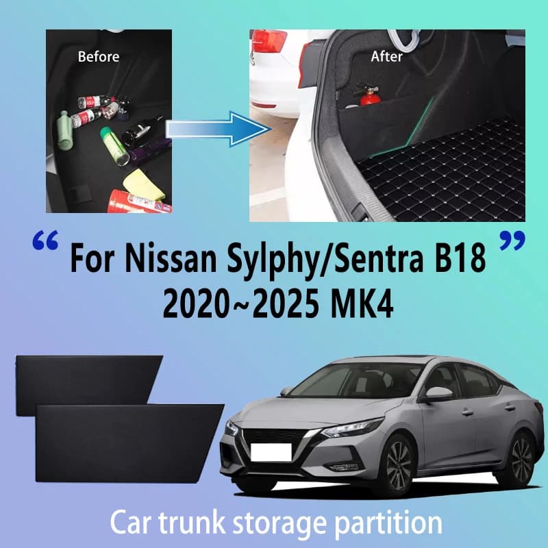 Accessori auto Per Nissan Sylphy B18 2020 ~ 2025 MK4 Tronco Partizione di Stoccaggio Multifunzione di Stoccaggio Auto Parti Interni Organizzatore
