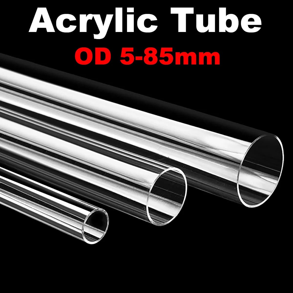 Acrylic pipe ID3-81mm OD5-85mm Transparent organic glass tube Length 50 cm Aquarium Fish tank Garden irrigation pipe fitting