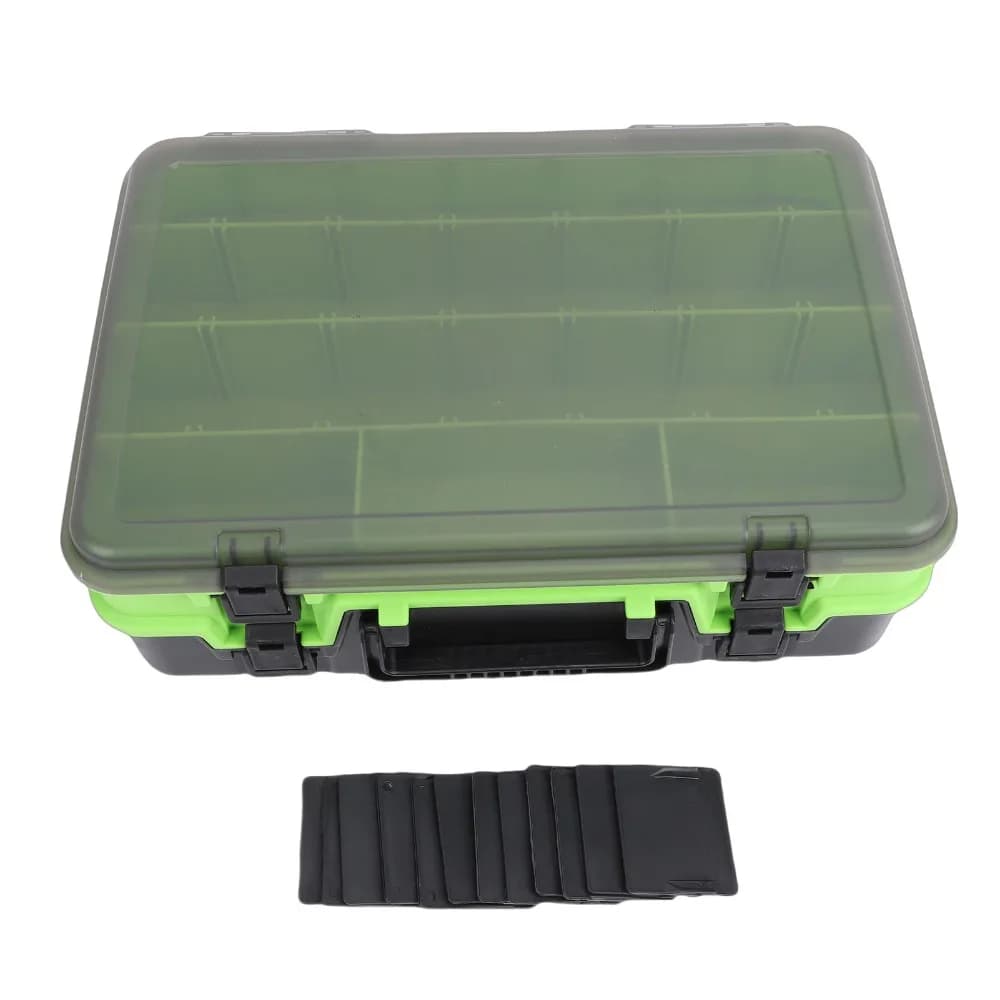 Double Layer Fishing Tackle Box PP 36*25*12cm Fishing Lure Box with Adjustable Dividers Fishing Tackle Organizer