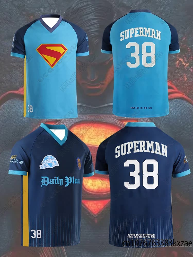 Maglie da calcio Superman Special Edition per adulti/bambini, magliette sportive estive, maglie da calcio design edizione speciale, divisa da squadra