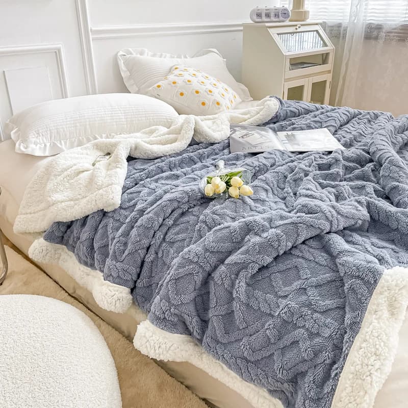Coperta da tiro in pile jacquard Boho Sherpa per divano, coperta in peluche sfocata super morbida e accogliente per l'inverno, coperta calda spessa reversibile