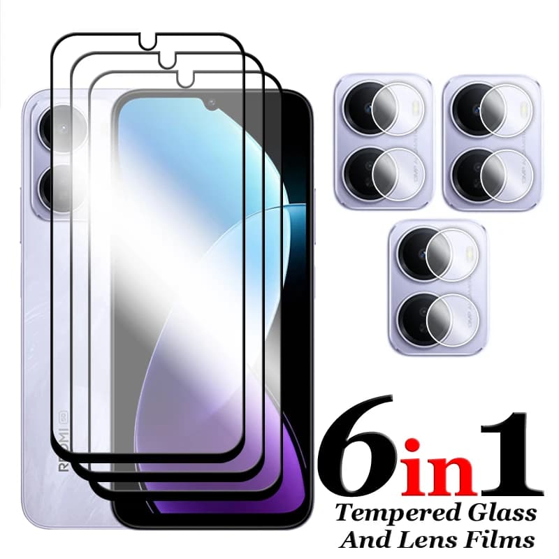 6in1 per Redmi R70 5G Vetro temperato per Xiaomi Redmi R70m R70 Protezione per schermo a copertura totale 2.5D per Redmi R70 Pellicola per obiettivo